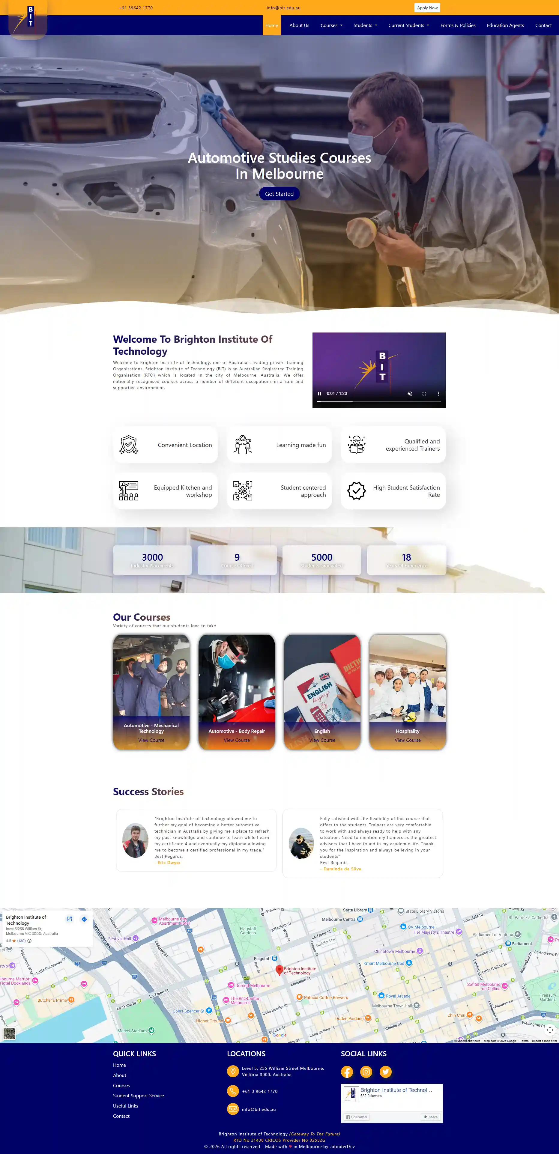 Brighton Institute of Technology website preview