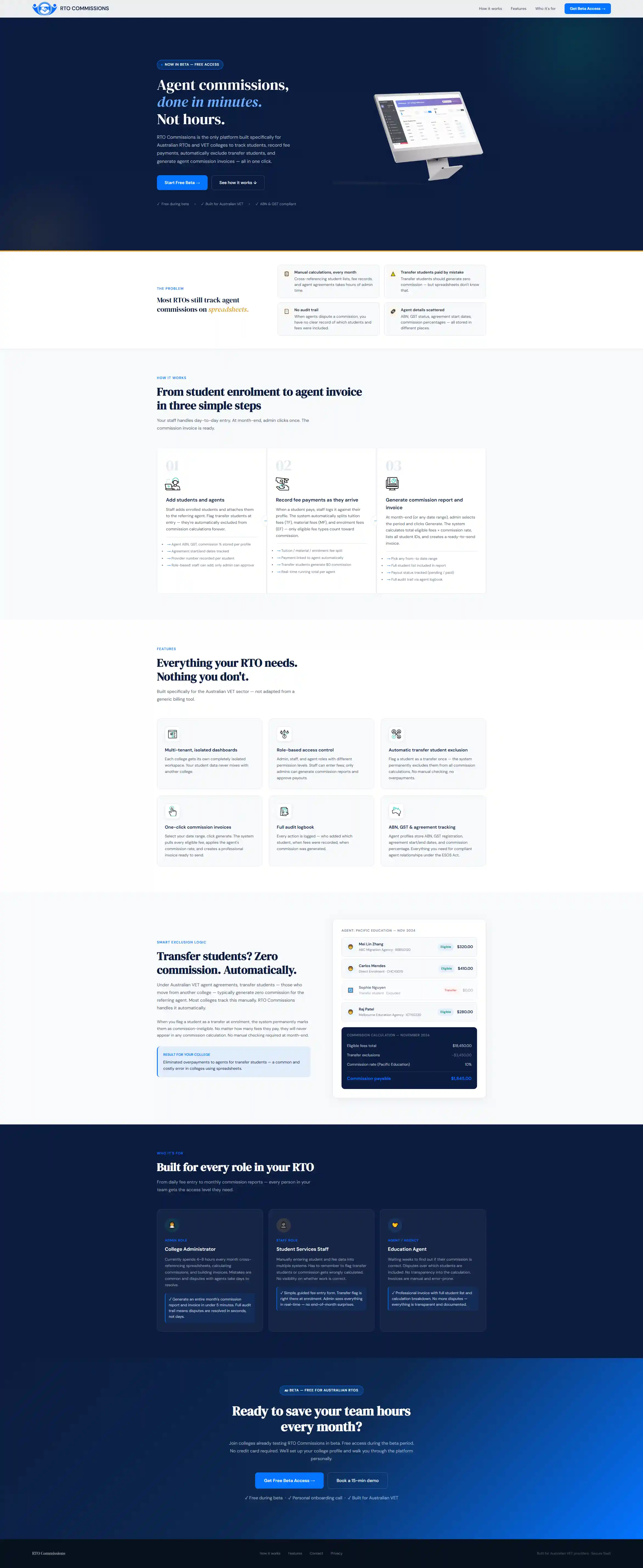 RTO Commissions system – education agent management and reporting for RTOs