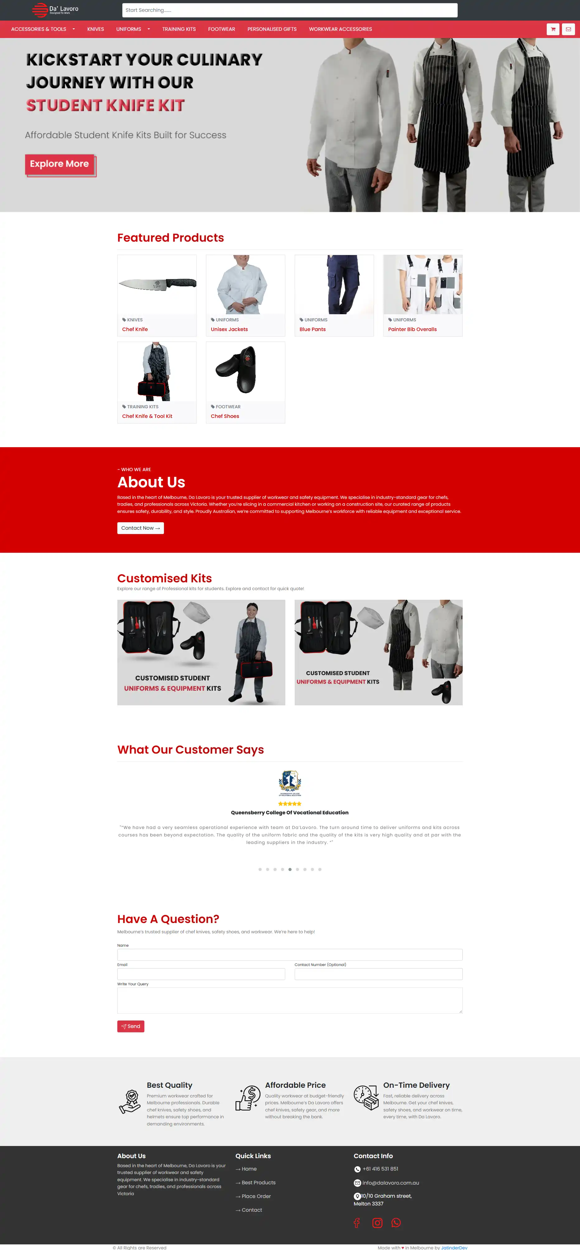 Dalavoro product portfolio website and admin dashboard