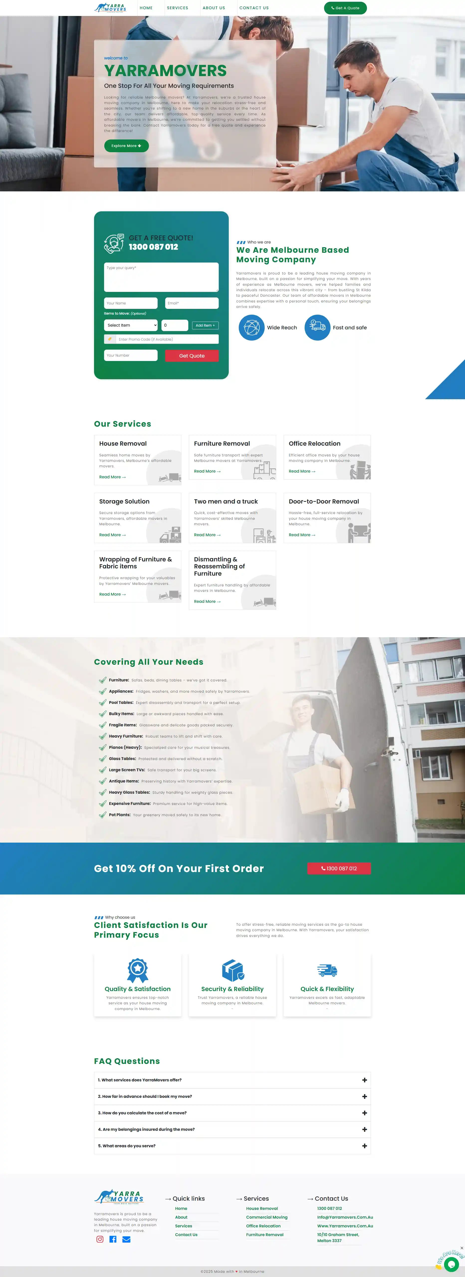 Yarramovers Melbourne moving company website